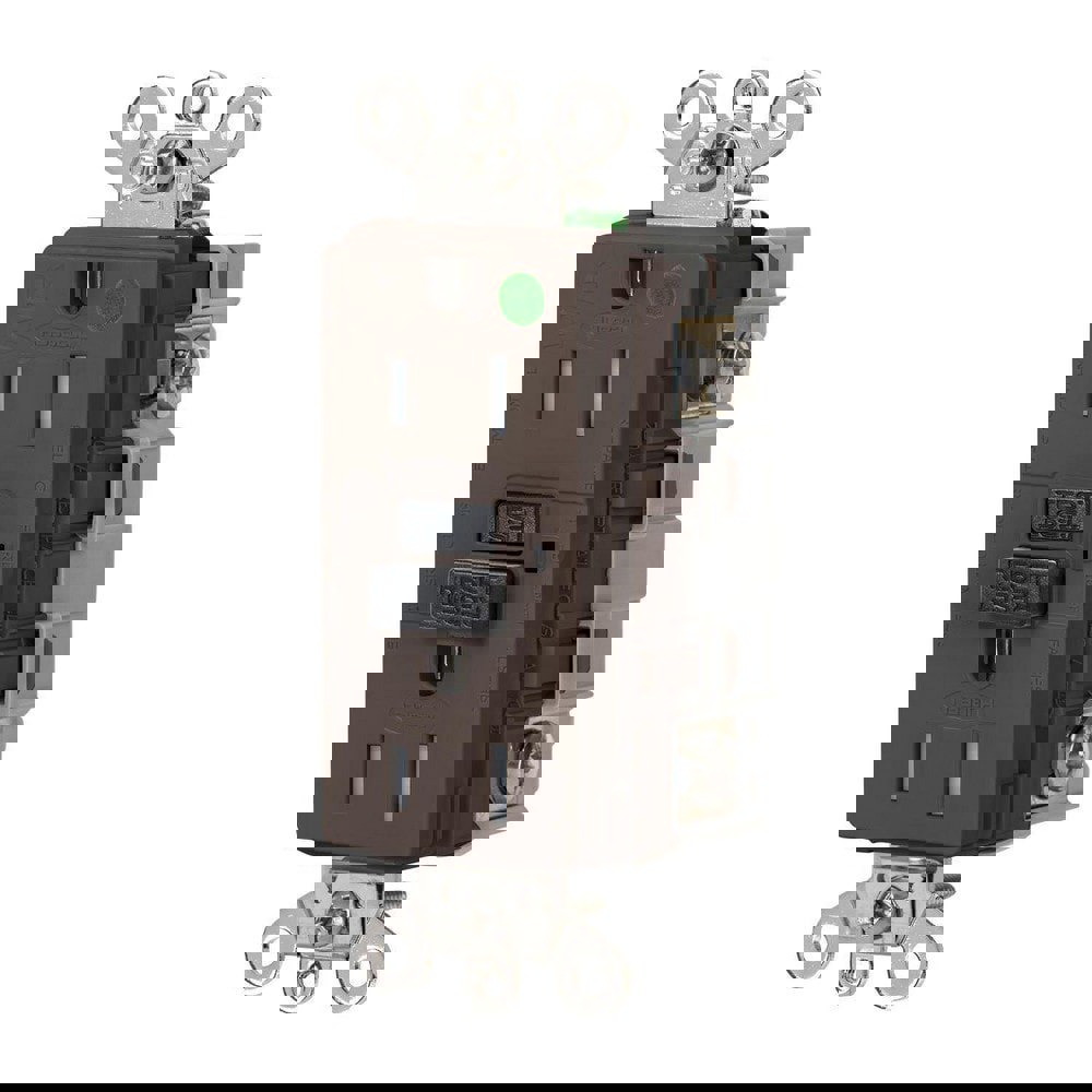 GFCI Receptacles; Grade: Hospital ; Receptacle Type: Duplex ; NEMA Configuration: 5-15R ; Amperage: 15 ; Reset Type: Manual ; Wiring Method: Back; Side